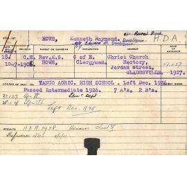 HOWE, Kenneth Raymond (Hawkesbury Diploma of Agriculture (HDA))