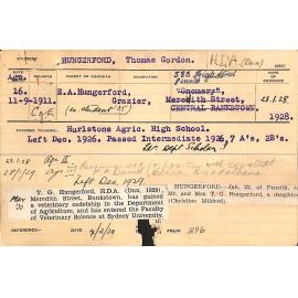 HUNGERFORD, Thomas Gordon (Hawkesbury Diploma of Agriculture (HDA))
