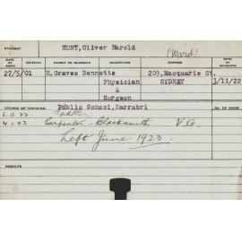 HUNT, Oliver Harold (Saddler, Carpenter & Blacksmith)