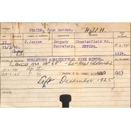 JEATER, John Gordon (Hawkesbury Diploma of Agriculture (HDA))