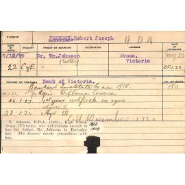 JOHNSON, Robert Joseph (Hawkesbury Diploma of Agriculture (HDA))