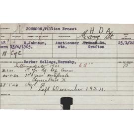 JOHNSON, William Ernest (Hawkesbury Diploma of Agriculture (HDA))