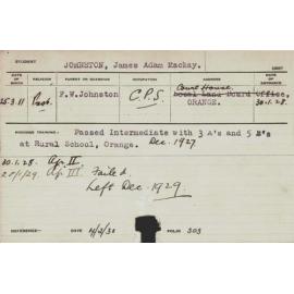 JOHNSTON, James Adam Mackay (Hawkesbury Diploma of Agriculture (HDA))