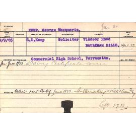 KEMP, George Macquarie (Certificate - Dairy)
