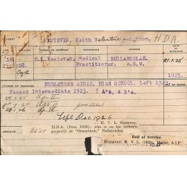 KESTEVEN, Keith Valentine Leighton (Hawkesbury Diploma of Agriculture (HDA))