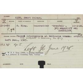 KING, Ewart Selwyn (Hawkesbury Diploma of Agriculture (HDA))