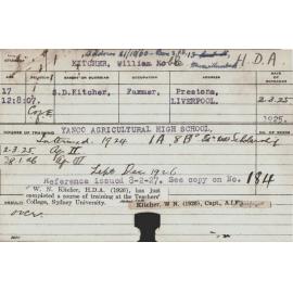 KITCHER, William Noble (Hawkesbury Diploma of Agriculture (HDA))