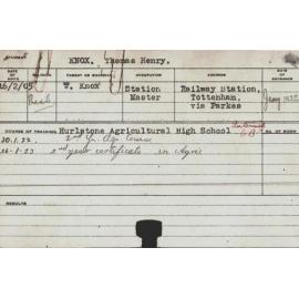 KNOX, Thomas Henry (Hawkesbury Diploma of Agriculture (HDA))