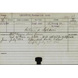 LEIGHTON, Frederick John (Short Course - Piggery)