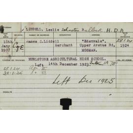 LIDDLE, Leslie Johnston Bullock (Hawkesbury Diploma of Agriculture (HDA))