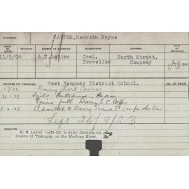 LATTER, Kenneth Bryce (Short Course - Dairy)