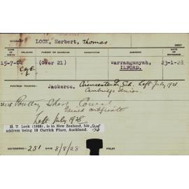 LOCK, Herbert Thomas (Short Course - Poultry)