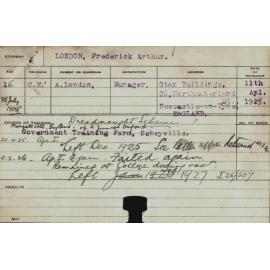 LONDON, Frederick Arthur (Hawkesbury Diploma of Agriculture (HDA))