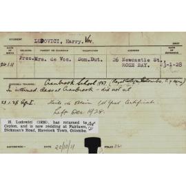 LUDOVICI, Harry Vos (Hawkesbury Diploma of Agriculture (HDA))