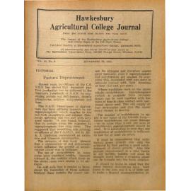 Hawkesbury Agricultural College Journal (Vol.49, No.9) September, 1952