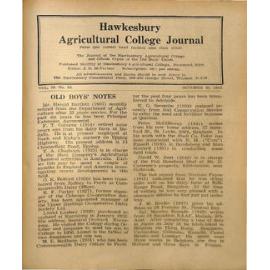 Hawkesbury Agricultural College Journal (Vol.50, No.10) October, 1953