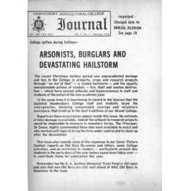 Hawkesbury Agricultural College Journal (Vol.71, No.1) February, 1974