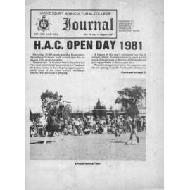 Hawkesbury Agricultural College Journal (Vol.78, No.4) August, 1981