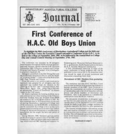 Hawkesbury Agricultural College Journal (Vol.78, No.5) October, 1981