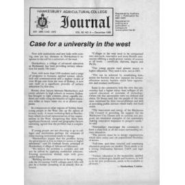 Hawkesbury Agricultural College Journal (Vol.82, No.6) December, 1985