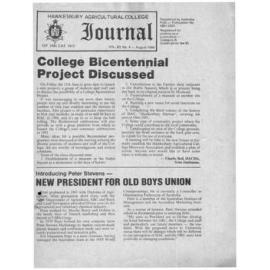 Hawkesbury Agricultural College Journal (Vol.83, No.4) August, 1986