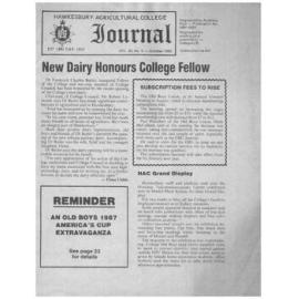 Hawkesbury Agricultural College Journal (Vol.83, No.5) October, 1986