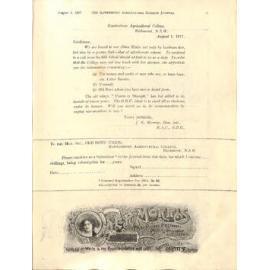 Hawkesbury Agricultural College Journal (Vol.14, No.8) August 1917