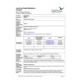 Learning Guide - Agronomy (300524) - Autumn 2009