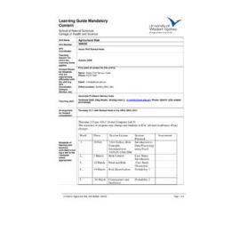 Learning Guide - Agricultural Risk (300532) - Autumn 2009
