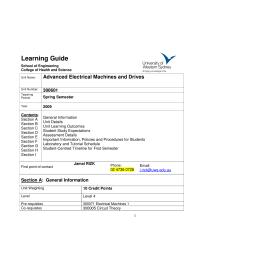 Learning Guide - Advanced Electrical Machines & Drives Spring 2009