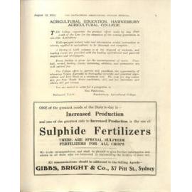 Hawkesbury Agricultural College Journal (Vol.19, No.5) August 1922