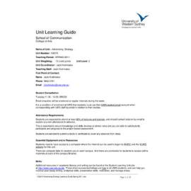 Learning Guide - Advertising Strategy (100215) - Spring 2011