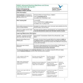 Learning Guide - Advanced Electrical Machines and Drives (300601) - Spring 2011