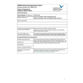Learning Guide - Advanced Engineering Topic 1 (300666) - Autumn 2011