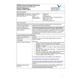 Learning Guide - Advanced Signal Processing (300596) - Autumn 2011