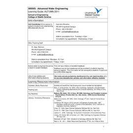 Learning Guide - Advanced Water Engineering (300595) - Autumn 2011
