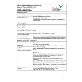 Learning Guide - Advanced Structural Analysis (300594) - Autumn 2011