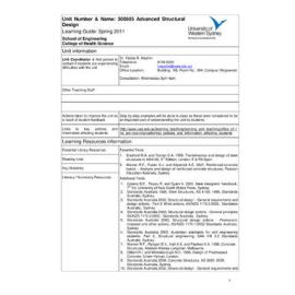 Learning Guide - Advanced Structural Design (300605) - Spring 2011
