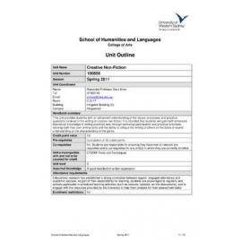 Learning Guide & Unit Outline - Creative Non-Fiction (100856) - Spring 2011