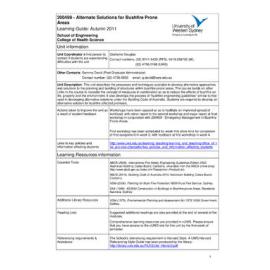 Learning Guide - Alternate Solutions for Bushfire Prone Areas (200499) - Autumn 2011