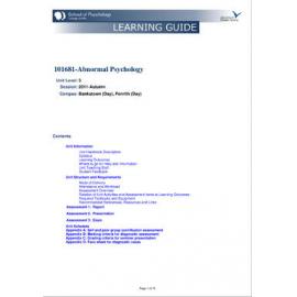 Learning Guide - Abnormal Psychology (101681) - Autumn 2011
