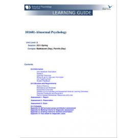Learning Guide - Abnormal Psychology (101681) - Spring 2011