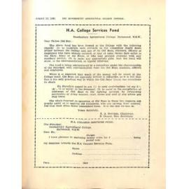 Hawkesbury Agricultural College Journal (Vol.38, No.8) August 1941