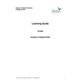 Learning Guide - Analysis of Spatial Data (101646) - Spring 2011