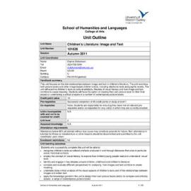 Learning Guide & Unit Outline - Children's Literature Image and Text (101626) - Autumn 2011