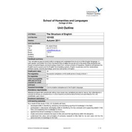 Learning Guide & Unit Outline - The Structure of English (101455) - Autumn 2011