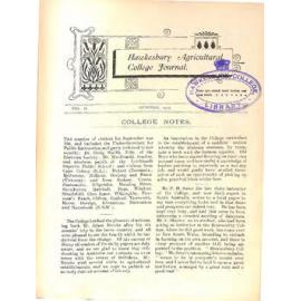 Hawkesbury Agricultural College Journal (Vol.II, No.11) October 1905
