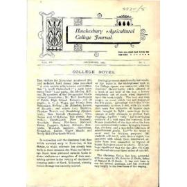 Hawkesbury Agricultural College Journal (Vol.III, No.1) December 1905