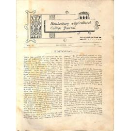 Hawkesbury Agricultural College Journal (Vol.V, No.1) December 1907