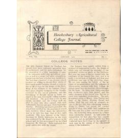 Hawkesbury Agricultural College Journal (Vol.VII, No.2) January 1910